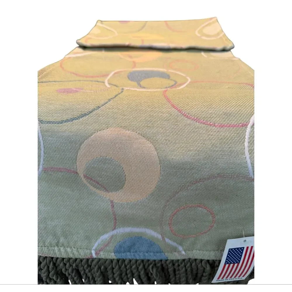 Mid Century Modern Table Runner Atomic Circles Grandmacore Decor Green 72